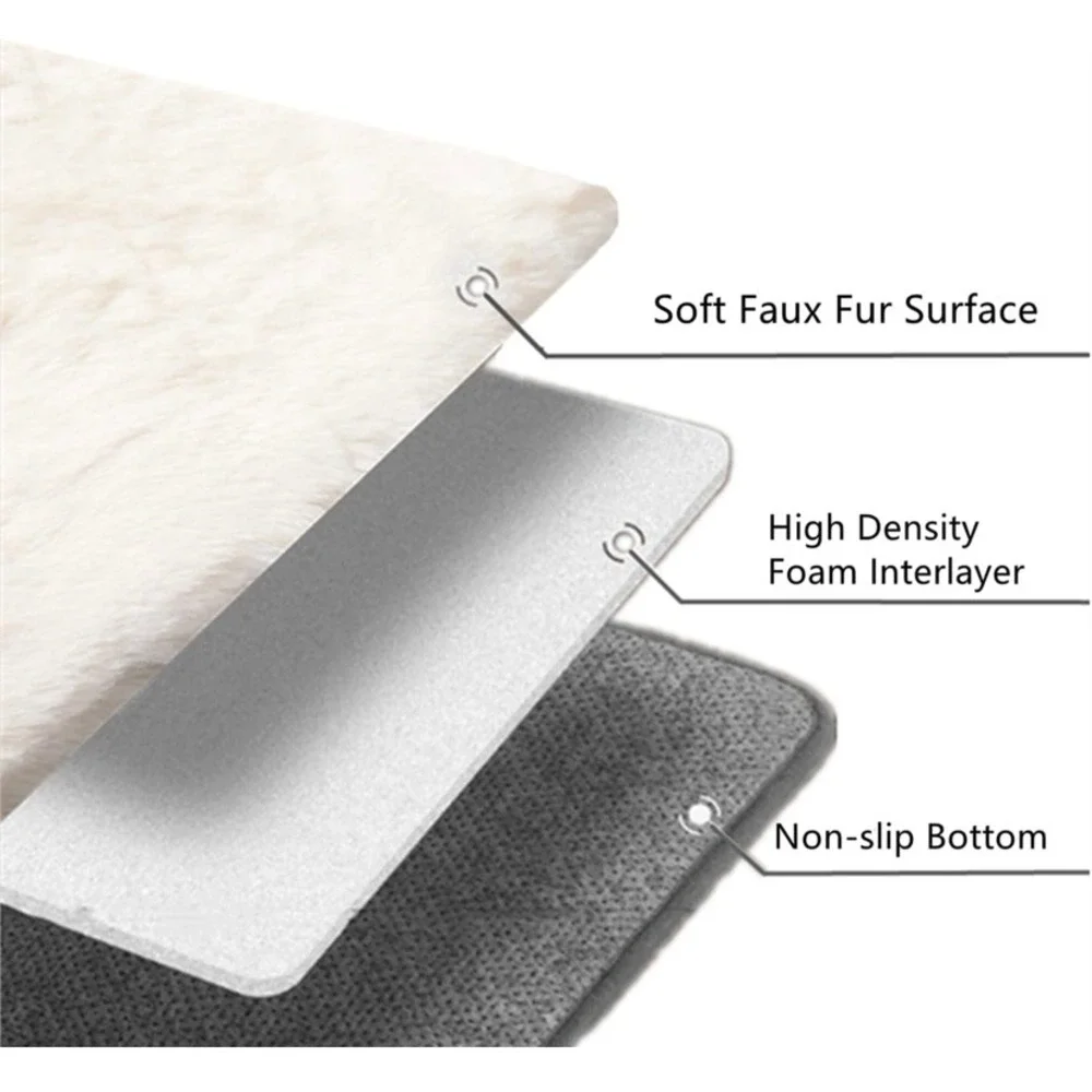 Square Faux Rabbit Fur Cat Dog Bed Cushion‎ Pad Carrier Crate 2 Pack 11.8